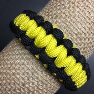 Survival Paracord Braided Bracelet Black Yellow Camping Hiking Military by Owner